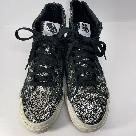 Van’s Women Sk8-Hi SlimZip Gold Dot Blanc High-top Skateboarding Sneakers Size 8