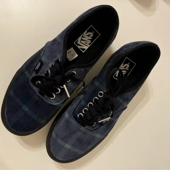 Vans Women's 8.5/9 Authentic Stacked Velvet Plaid Green Black Platform Shoes