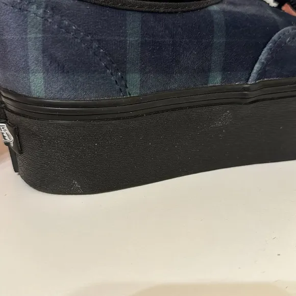 Vans Women's 8.5/9 Authentic Stacked Velvet Plaid Green Black Platform Shoes