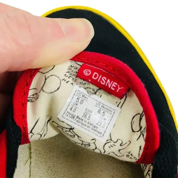 Vans x Disney Unisex Mickey Red Black Yellow Sneakers Shoes Size M 5 W 6.5