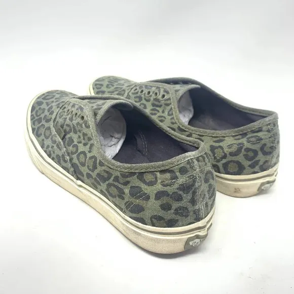Vans x J. Crew Men’s Leopard Low Top Sneakers Washed Olive Green Size 9