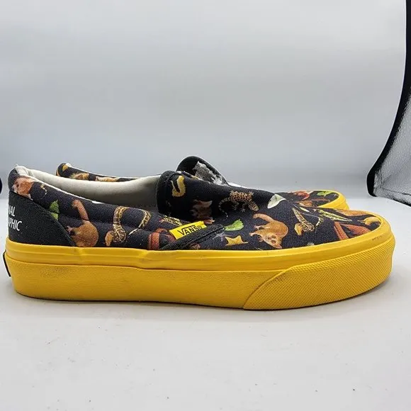 Vans x National Geographic Photo Ark Classic Slip On Kids 2 Black Yellow Animals