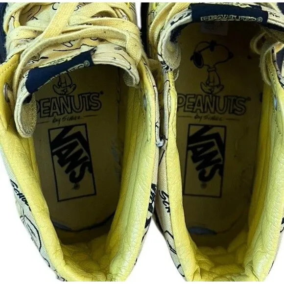 Vans X Peanuts SK8-Hi Reissue Charlie Brown Shoes Yellow Black Men's Size 10