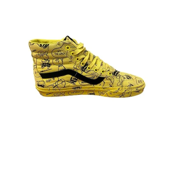 Vans X Peanuts SK8-Hi Reissue Charlie Brown Shoes Yellow Black Men's Size 10