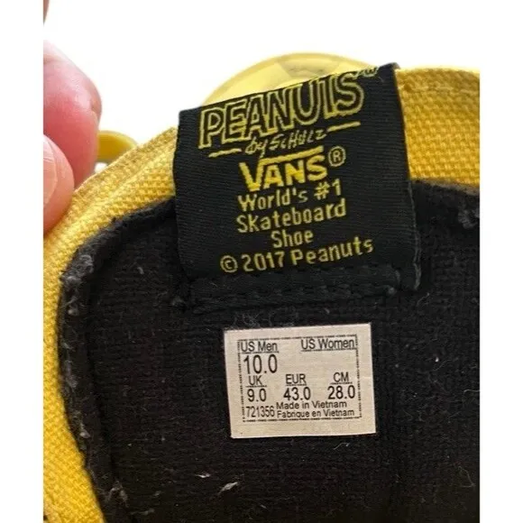 Vans X Peanuts SK8-Hi Reissue Charlie Brown Shoes Yellow Black Men's Size 10
