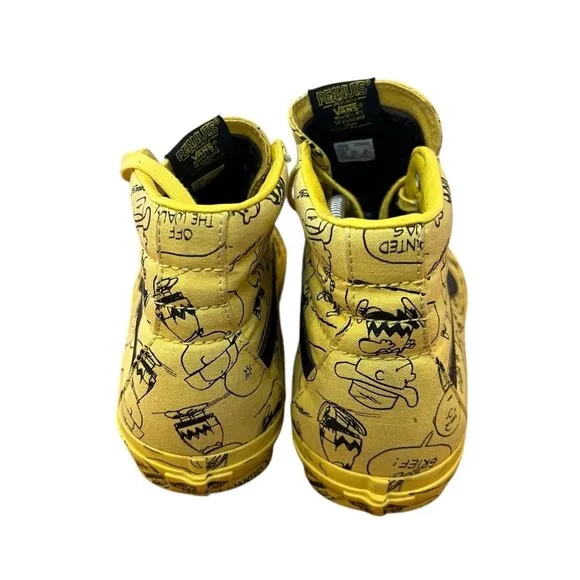 Vans X Peanuts SK8-Hi Reissue Charlie Brown Shoes Yellow Black Men's Size 10