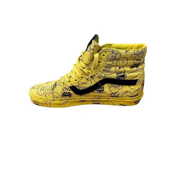 Vans X Peanuts SK8-Hi Reissue Charlie Brown Shoes Yellow Black Men's Size 10