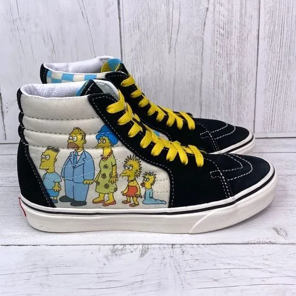 Vans x Simpsons SK8-HI Black and Yellow Shoes Sneakers in Womens Size 7