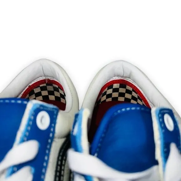 Vans Old Skool Skate Sport Leather White / Blue / Black Men's 8.5