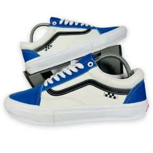 Vans Old Skool Skate Sport Leather White / Blue / Black Men's 8.5
