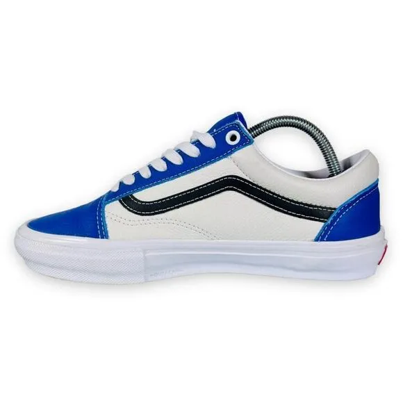 Vans Old Skool Skate Sport Leather White / Blue / Black Men's 8.5
