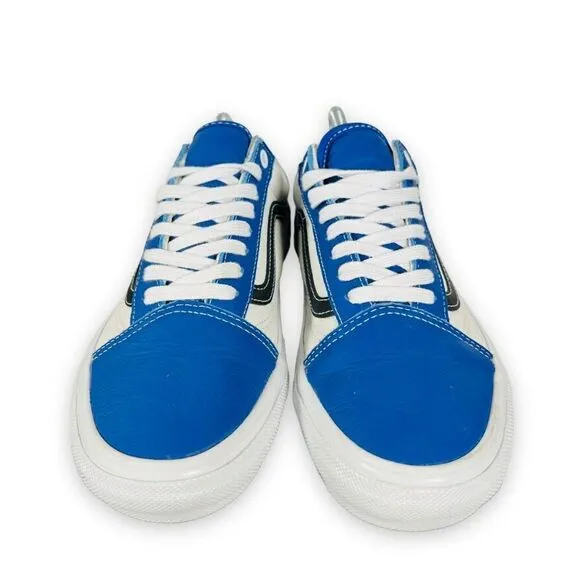 Vans Old Skool Skate Sport Leather White / Blue / Black Men's 8.5