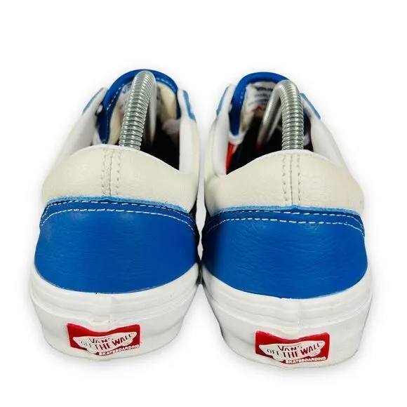 Vans Old Skool Skate Sport Leather White / Blue / Black Men's 8.5