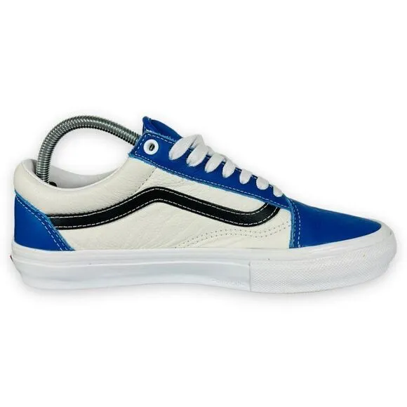 Vans Old Skool Skate Sport Leather White / Blue / Black Men's 8.5
