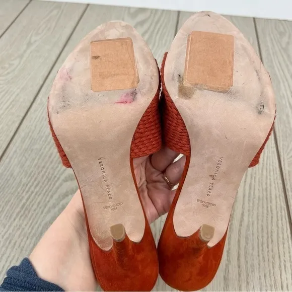 Veronica Beard Carah Woven Strap Peep Toe Sandals 10M Fox (burnt orange) $160