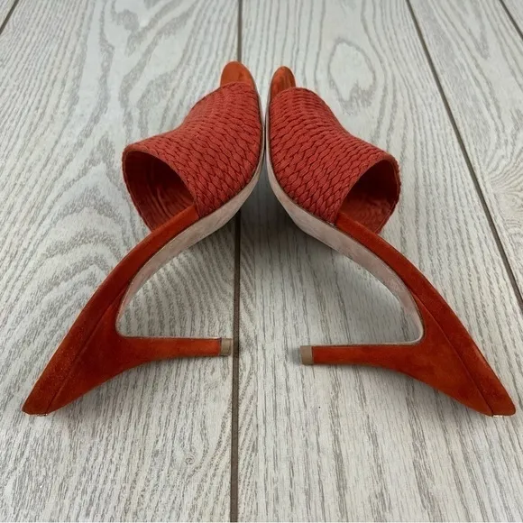 Veronica Beard Carah Woven Strap Peep Toe Sandals 10M Fox (burnt orange) $160