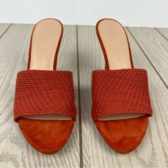 Veronica Beard Carah Woven Strap Peep Toe Sandals 10M Fox (burnt orange) $160