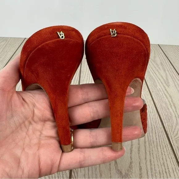Veronica Beard Carah Woven Strap Peep Toe Sandals 10M Fox (burnt orange) $160