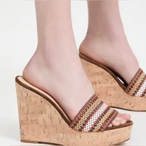 Veronica Beard Dali Woven Wedges Sandals Size 10