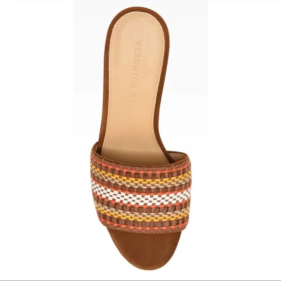 VERONICA BEARD NWOT Womens Sz 9.5 Dali Multi Woven Cork Wedge Sandals Brown