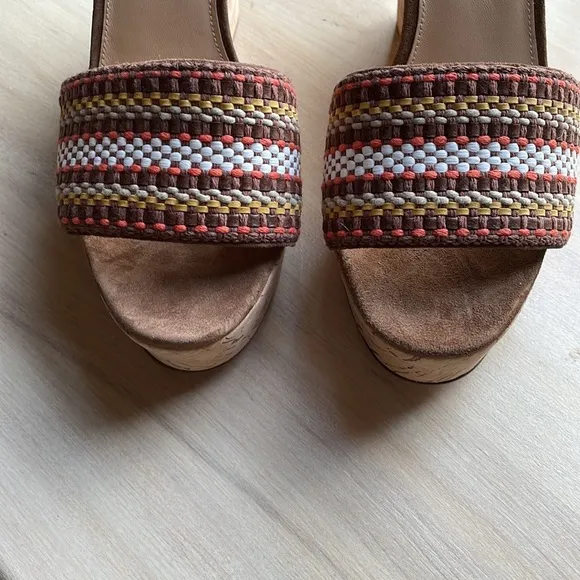 VERONICA BEARD NWOT Womens Sz 9.5 Dali Multi Woven Cork Wedge Sandals Brown