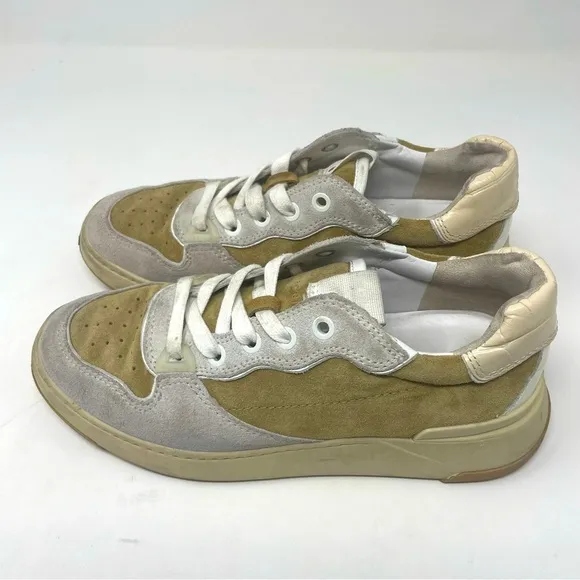 Veronica Beard Shoes “Toma” Lace Up Sneaker Leather &amp; Suede Cream Tan 6.5