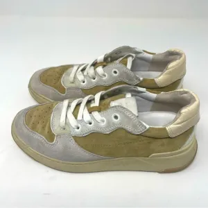 Veronica Beard Shoes “Toma” Lace Up Sneaker Leather &amp; Suede Cream Tan 6.5