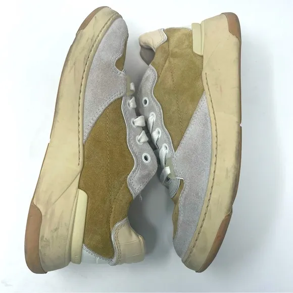 Veronica Beard Shoes “Toma” Lace Up Sneaker Leather &amp; Suede Cream Tan 6.5