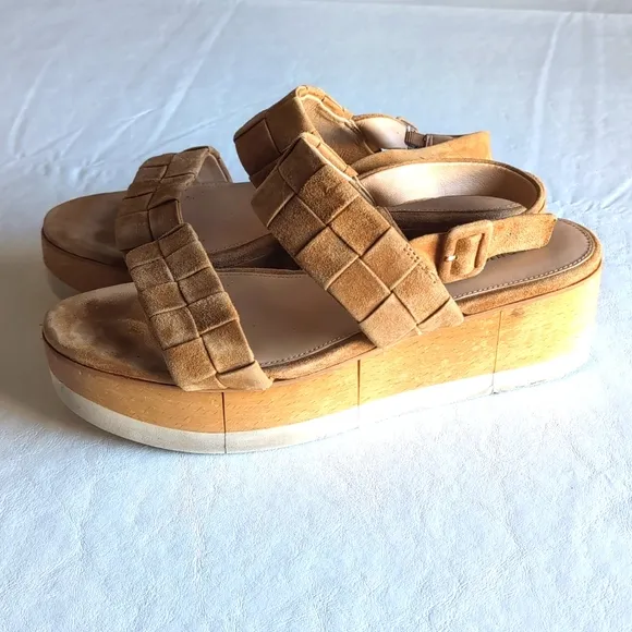 Veronica Beard Wendi Platform Woven Suede Sandals Women's Size 11