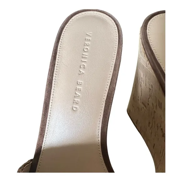 Veronica Beard Woven Cork Wedge Slide Sandals Size 9 Boho Summer Retro