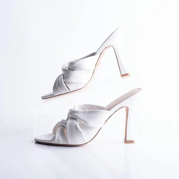 Veronica Beard Womens Alin Woven Heels Sandals White Leather 6.5 EU 36.5