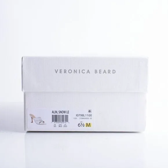 Veronica Beard Womens Alin Woven Heels Sandals White Leather 6.5 EU 36.5