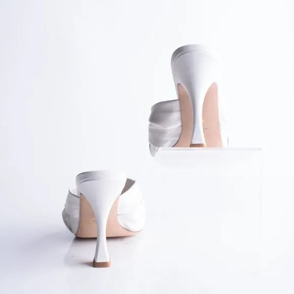 Veronica Beard Womens Alin Woven Heels Sandals White Leather 6.5 EU 36.5