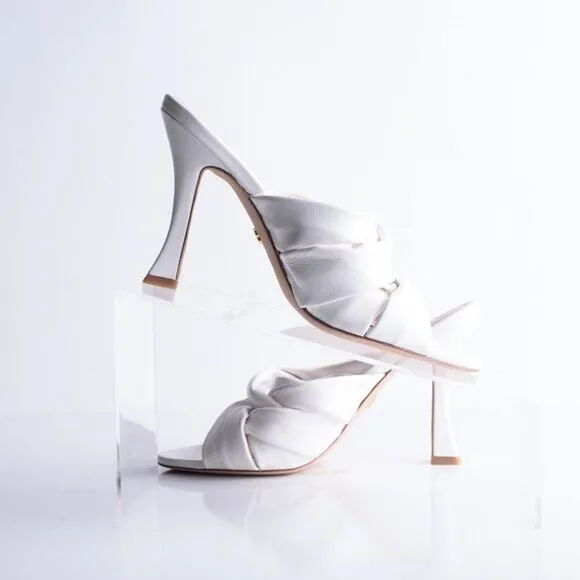 Veronica Beard Womens Alin Woven Heels Sandals White Leather 6.5 EU 36.5
