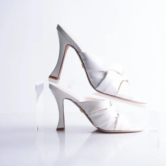 Veronica Beard Womens Alin Woven Heels Sandals White Leather 6.5 EU 36.5