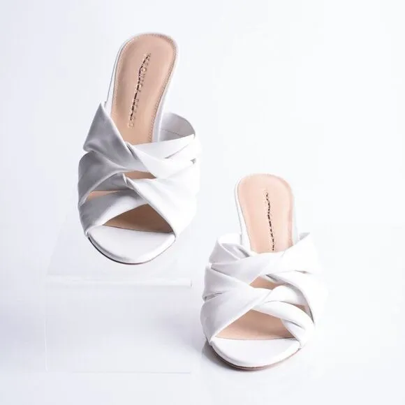 Veronica Beard Womens Alin Woven Heels Sandals White Leather 6.5 EU 36.5