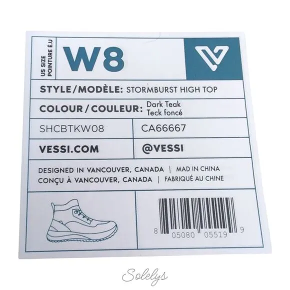 Vessi Stormburst High Dark Teak Tan Waterproof DymaTex Knit Sneaker Boot Women 8