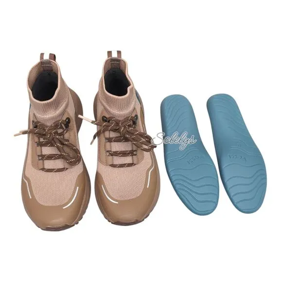 Vessi Stormburst High Dark Teak Tan Waterproof DymaTex Knit Sneaker Boot Women 8