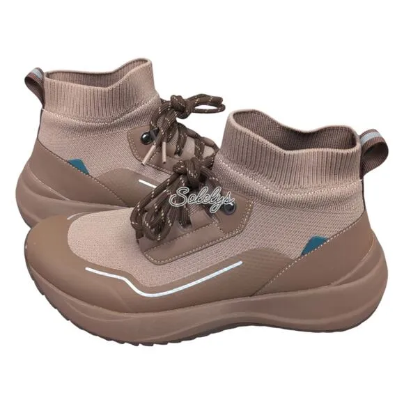 Vessi Stormburst High Dark Teak Tan Waterproof DymaTex Knit Sneaker Boot Women 8