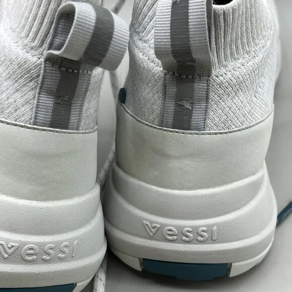 Vessi Stormburst High Top Sneakers Boot Men's Size 8 White Knit Waterproof Shoes