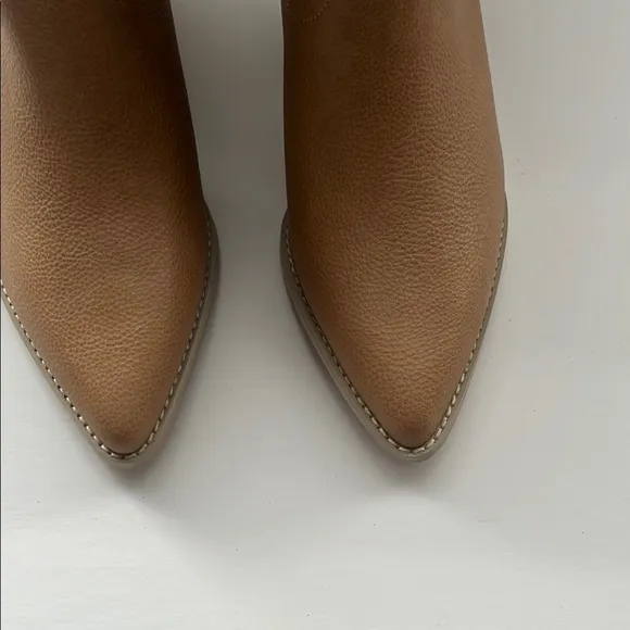 Vici Brown Cream Heeled Boots with Tassel Details Millie Nude Size 9