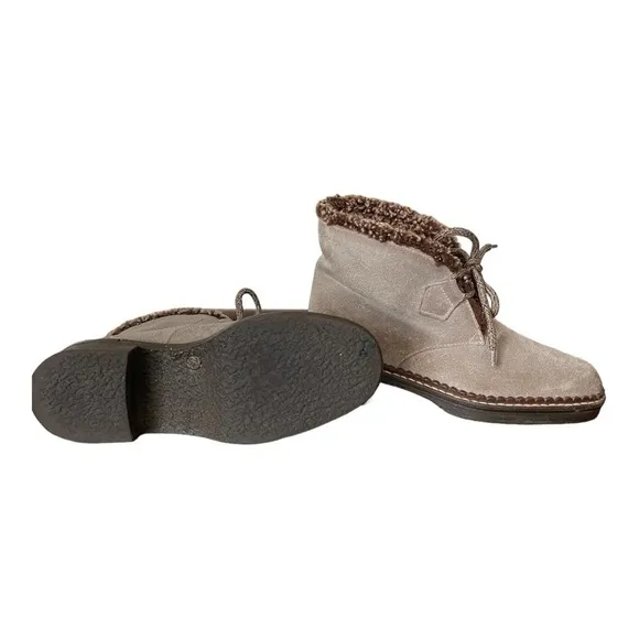 Vicini Fur-Lined/Trimmed Mushroom Suede Designer Boots Made in Italy | US 6