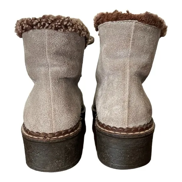 Vicini Fur-Lined/Trimmed Mushroom Suede Designer Boots Made in Italy | US 6