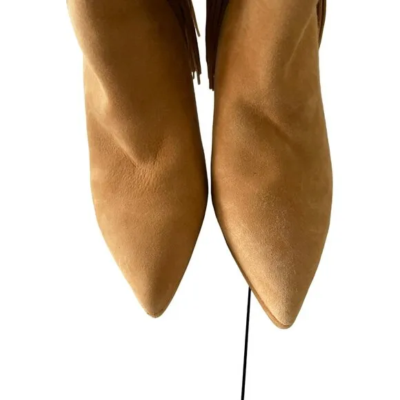 Vince Camuto $269 Panaryaz Knee Tan Gold Stud Fringe Knee High Boot NEW