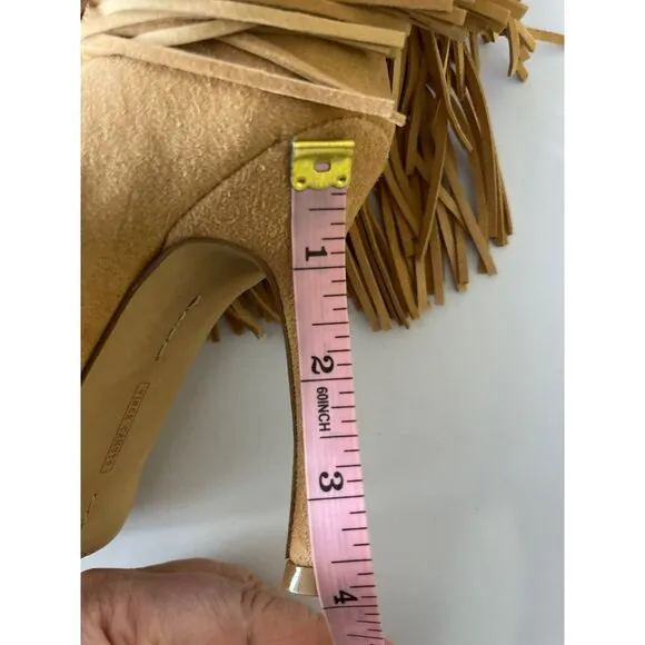 Vince Camuto $269 Panaryaz Knee Tan Gold Stud Fringe Knee High Boot NEW