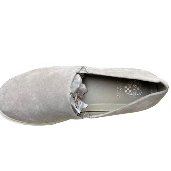 Vince Camuto Abbinna Sneaker Grey Leather Slip On Cushioned Insole Women Sz 8M‎