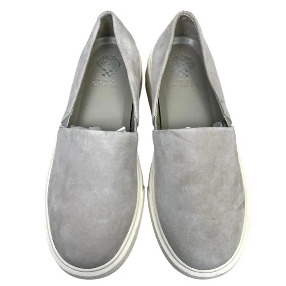 Vince Camuto Abbinna Sneaker Grey Leather Slip On Cushioned Insole Women Sz 8M‎