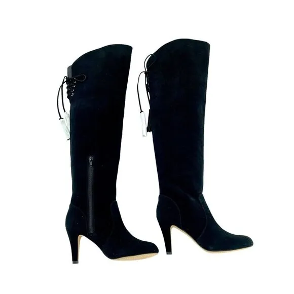 Vince Camuto Cherline Black Suede Leather Over the Knee Boots SZ 6 New