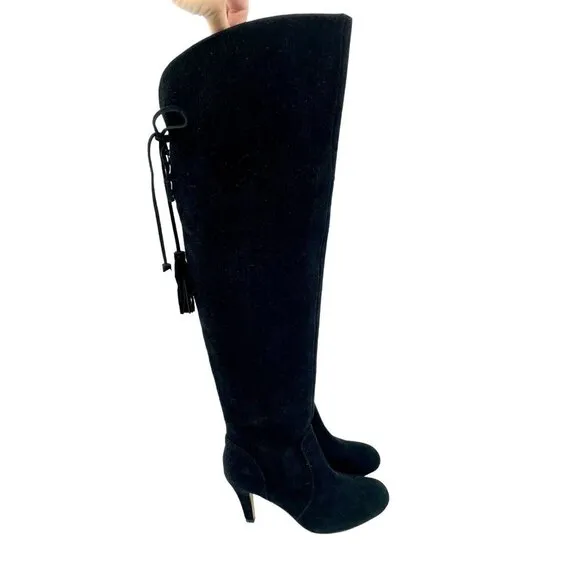 Vince Camuto Cherline Black Suede Leather Over the Knee Boots SZ 6 New