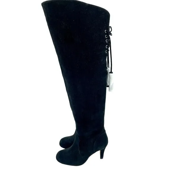 Vince Camuto Cherline Black Suede Leather Over the Knee Boots SZ 6 New